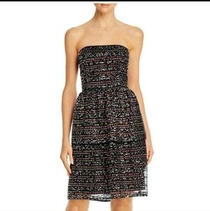 NWT AIDAN MATTOX Tiered Strapless Sequin Cocktail Dress Black 4